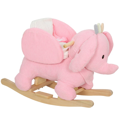 AIYAPLAY Kids Rocking Horse, Baby Ride on Elephant Rocker with Safety Belt and Sound for Toddlers 18 to 36 Months, Pink 