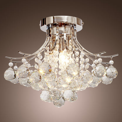HOMCOM Crystal Chandeliers, K9 Droplets Ceiling Light with 3 E14 Bulb Base, Pendant Lights for Living Room, Bedroom, Dining Room, Hallway, Kitchen 