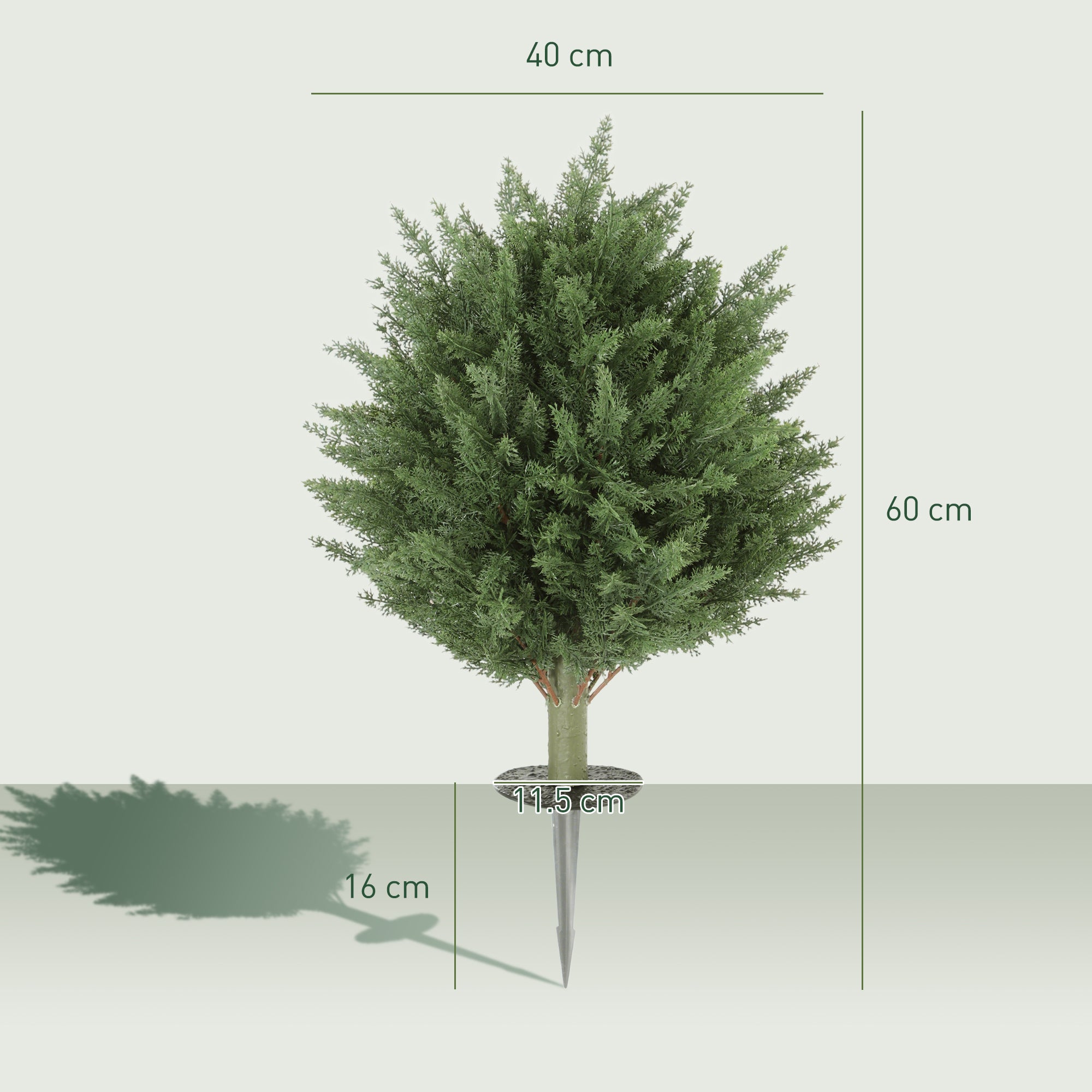 HOMCOM 60 cm Artificial Cypress Tree with Ground Stake, Set of 2 Artificial Plants for Indoor & Outdoor, UV Resistant, Green 