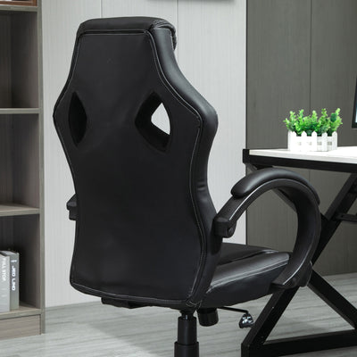Vinsetto High-Back Office Chair Faux Leather Swivel Computer Desk Chair for Home Office with Wheels Armrests Black 