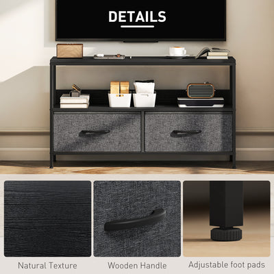 HOMCOM TV Stand Cabinet with 2 Foldable Drawers - Black 
