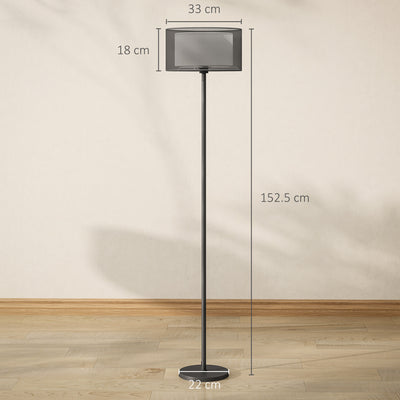 HOMCOM Floor Lamp for Living Room, Modern Standing Lamp with Double Layer Shade & Foot Switch, Minimalist Tall Pole Lampshade for Bedroom, Office, Black 