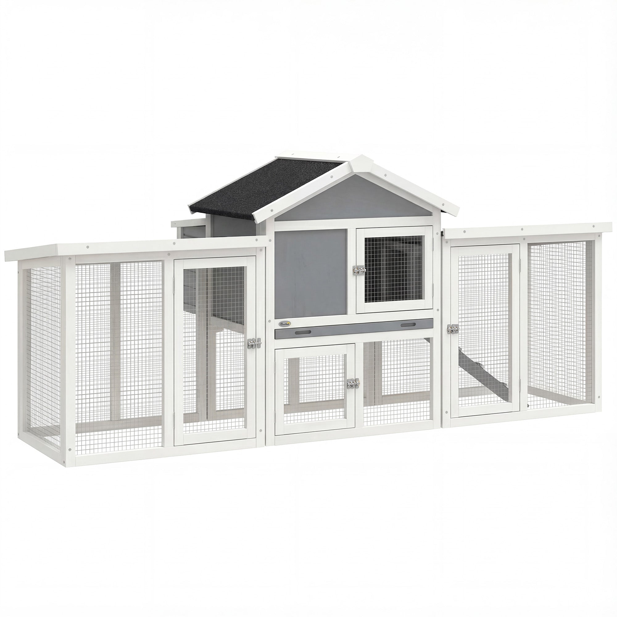 PawHut Large Chicken Coop, Wooden Outdoor Chicken Cage Poultry Hen House with Nesting Box 