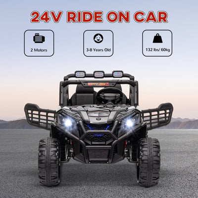 AIYAPLAY 24V 2 Seater Kids Electric Car with Remote Control, Suspension System,  Slow Start, 3 Speeds, for 3-8 Years, Black 