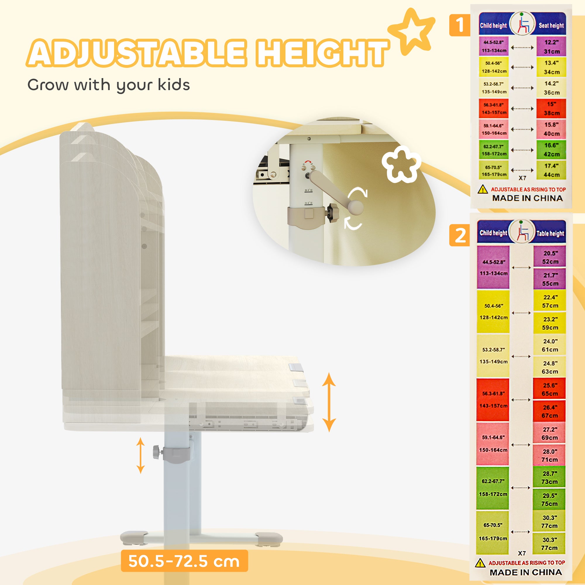 AIYAPLAY Kids Desk Height Adjustable with Tilt-Desktop, Hutch, Drawer, Storage Shelf, Pegboard, for 3-12 Years Old, Natural 