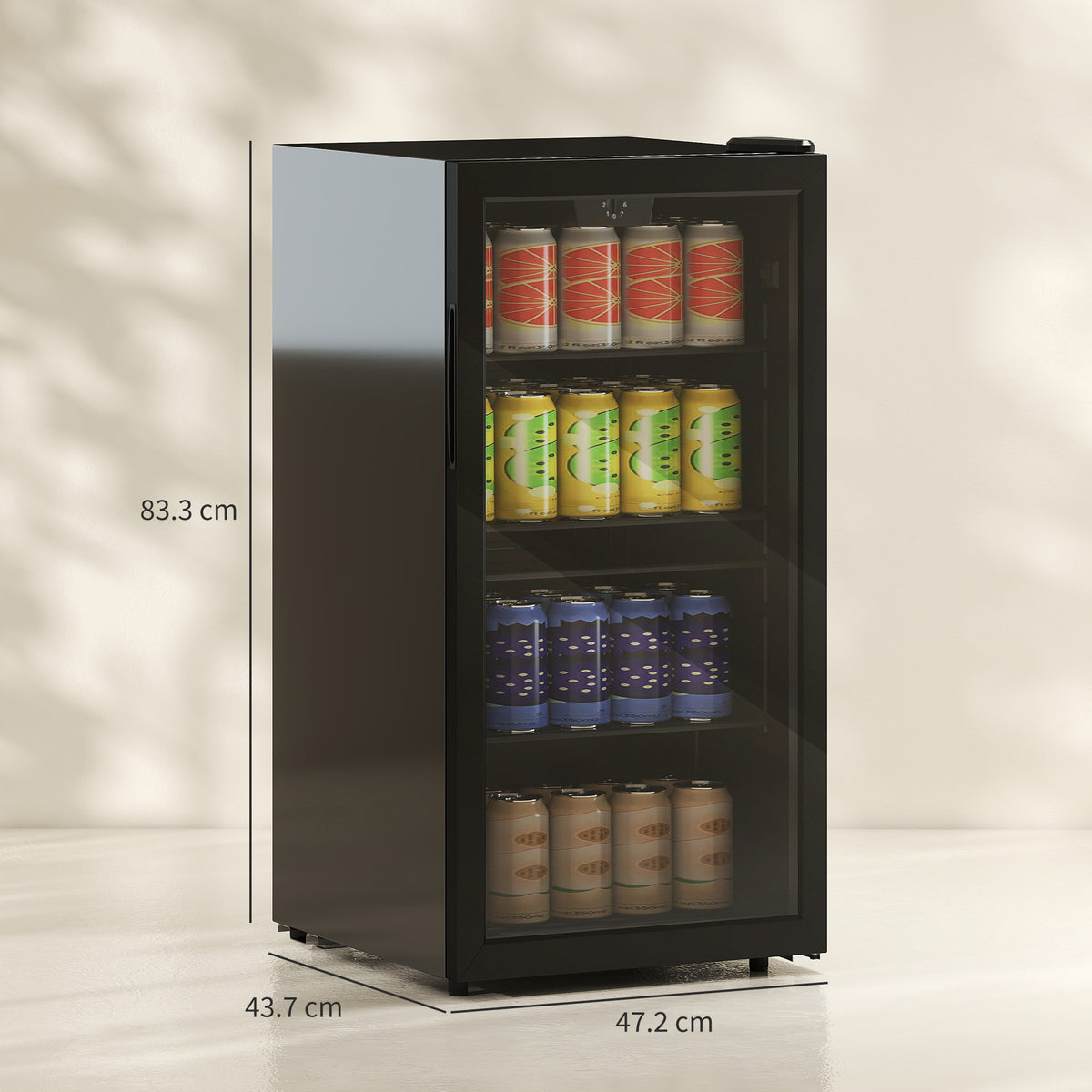 HOMCOM 93L Drinks Fridge, 115 Can Freestanding Beer Fridge with Glass Door, Adjustable Shelves, LED Light, for Beer Soda, Black 