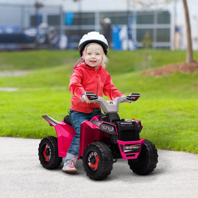 HOMCOM 6V Quad Bike with Wear-Resistant Wheels, Forward Backward Function, for Ages 18-36 Months, Pink 
