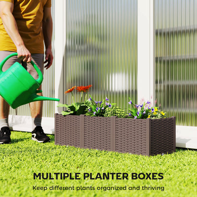 Outsunny Plastic Raised Garden Bed with Legs, Self Watering Elevated Planter Boxes with Drainage Holes and Plugs 