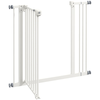 PawHut Metal 74-87cm Wide Adjustable Dog Gate White 