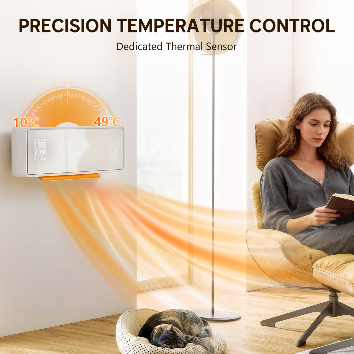 HOMCOM 2000W Glass-Panel PTC Fan Heater, Wall Mounted, 30° Oscillation, 54L x 18.7W x 12.3H cm - White