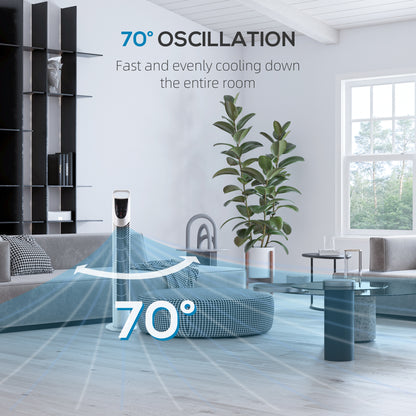 HOMCOM 31" Oscillating Tower Fan with Remote Control, 7.5H Timer, 3 Speed 3 Modes, Electric Floor Standing Cooling Fan for Home Bedroom Office, Silver 