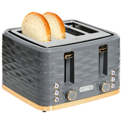 HOMCOM Four-Slice Rippled Toaster - Grey 
