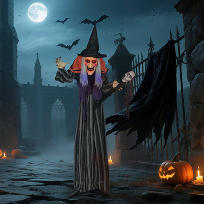 Outsunny 160cm Lifelike Moving Witch Decoration - Multi 