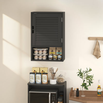 HOMCOM Bathroom Cabinet, Wall Mounted Storage Cabinet with Adjustable Shelves, 40 x 20 x 60 cm, Black 