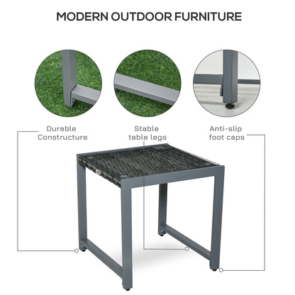 Outsunny Rattan End Table Side Coffee Desk Outdoor Patio Wicker Sofa Chat Garden Furniture 
