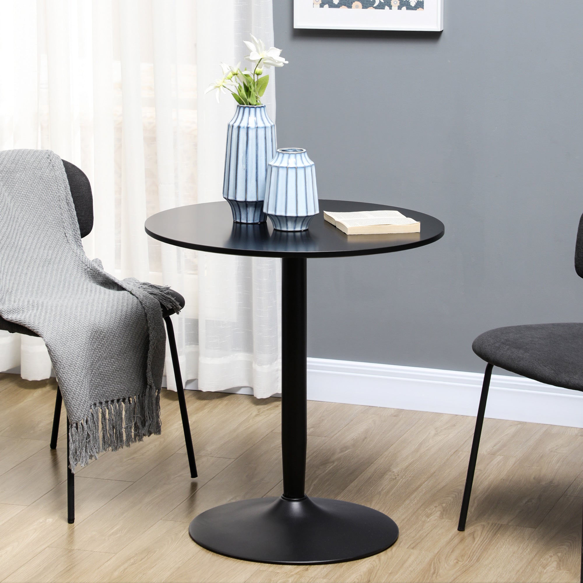 HOMCOM 75H x \'ce\'a670cm Two-Person Minimalistic Dining Table - Black 