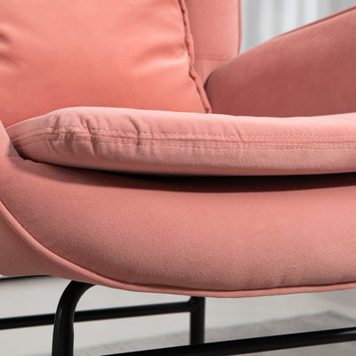 HOMCOM Velvet-Feel Rocking Armchair - Pink 