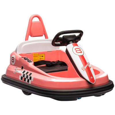 HOMCOM 6V Electric Kids Bumper Car, 6V Spin Waltz Car, with Music, Horn, Lights - Pink 