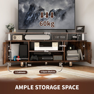 HOMCOM TV Unit Cabinet for TVs up to 55 Inches with Storage Shelves and Cupboard, Entertainment Centre for Living Room, Rustic Brown 