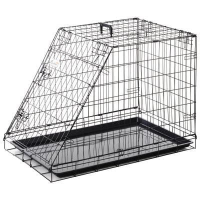 Pawhut Trapeze Collapsible Dog Pet Travel Box Cage Removable Tray 93 x 58 x 65cm 