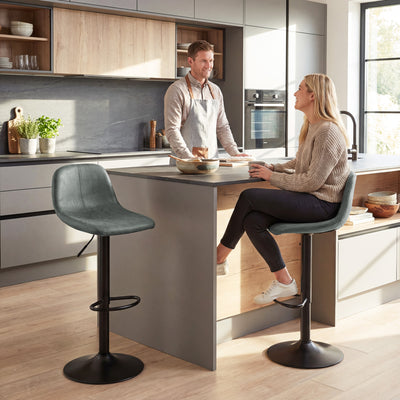 HOMCOM Bar Stools Set of 2, Modern Swivel Barstools with Footrest for Kitchen Island and Dining Room, Green 