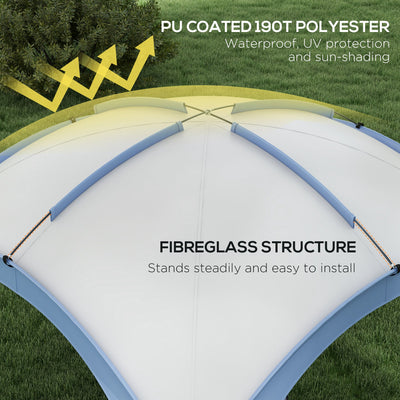 Outsunny 3.5 x 3.5M Camping Gazebo, Outdoor Event Shelter Dome Tent Garden Sun Shelter Patio Spire Arc Pavilion Camp Sun Shade, Light Blue 