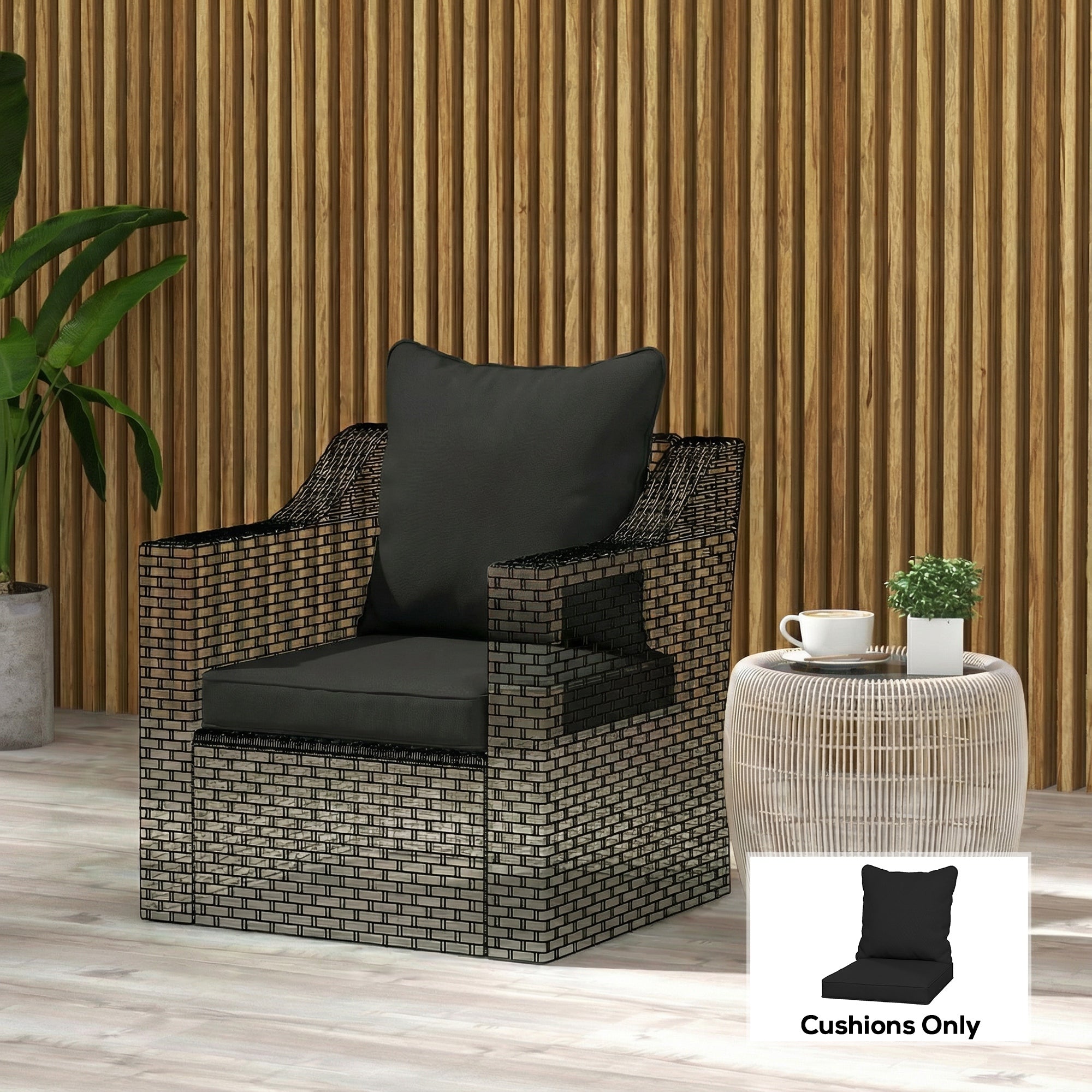 Outsunny Seat and Back Padded Cushion Set, CUSHION ONLY - Black 