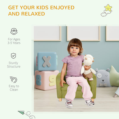HOMCOM Children Armchair Mini Sofa Wood Frame Anti-Slip Legs High Back 