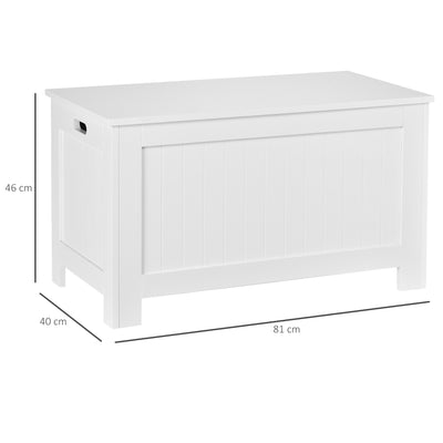 HOMCOM Lift Top Storage Chest Toy Box Organizer with Lid and Safety Hinges for Bedroom Entryway Living Room - White 