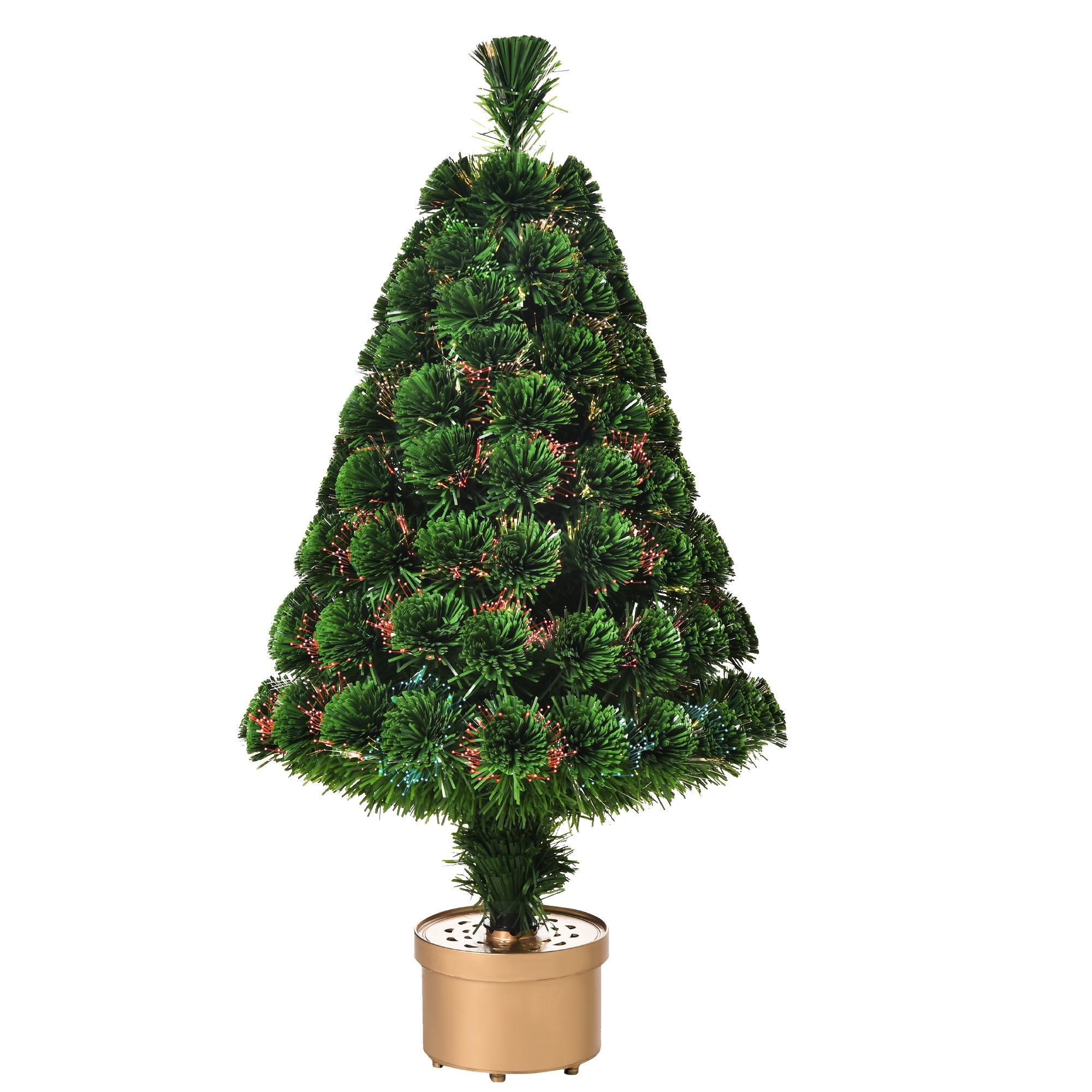 HOMCOM 3FT Prelit Artificial Christmas Tree Fiber Optic LED Light Holiday Home Xmas Decoration Table Decor with Multi-Color Lights, Green 