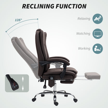 HOMCOM Executive Office Chair with 6-point Massage and Heat - Dark Brown