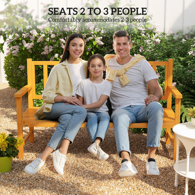 Outsunny Wooden Bench with Liftable Middle Table, Outdoor Bench, Patio Loveseat for Porch, Garden, Seats 2-3 People 