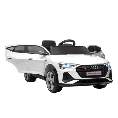 HOMCOM 12V Kids Electric Ride-On Car, with Remote Control, Lights, Music, Horn - White 