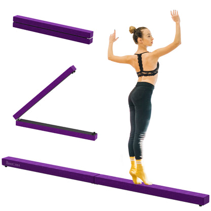 HOMCOM 2.4M 8FT Gymnastics Folding Balance Beam Home Gym Training Exercise Sports - Purple 