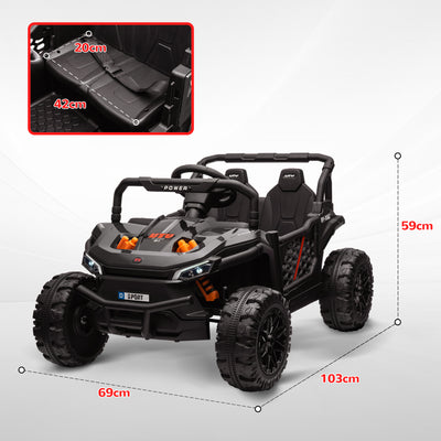 AIYAPLAY 12V Battery Powered Ride on Truck w/ Remote, Four Suspension Wheels, Horn, Lights, Music, USB, for Ages 3-5 Years, Black 