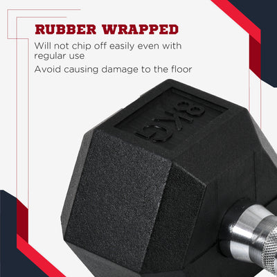 HOMCOM 2x8kg Hex Dumbbell Rubber Weights Sets Hexagonal Gym Fitness Lifting Home 