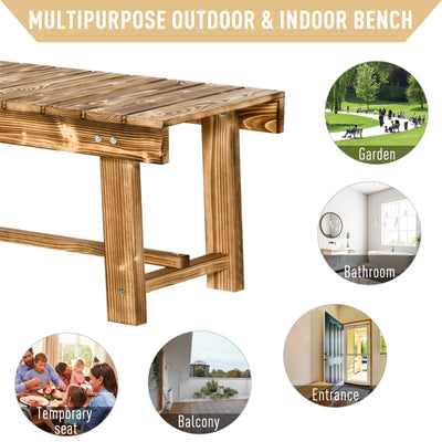 Outsunny 3 Pieces 2-seater Outdoor Indoor Wooden Garden Bench Fir Patio Loveseat, 110L x 38W x 35Hcm, Carbonised 