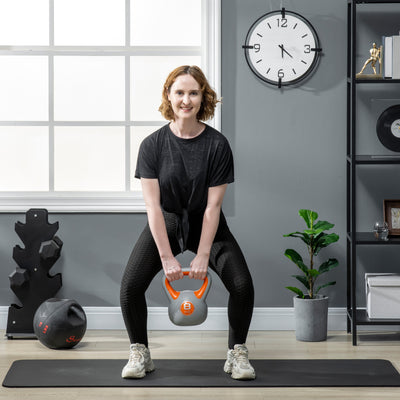 SPORTNOW Kettlebell, 8kg Kettle Bells with Handle for Home Gym Weight Lifting and Strength Training, Orange and Grey 