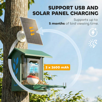 PawHut Smart Bird Feeder Camera 2K HD with AI Identifies 16,000+ Species, 2K HD Auto Capture Video, APP Instant Notifications 