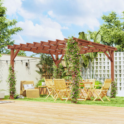 Outsunny 3.3 x 3.3(m) Wooden Pergola Kit, Graden Pergola Gazebo Grape Trellis with Stable Structure for Climbing Vines, Flowers 