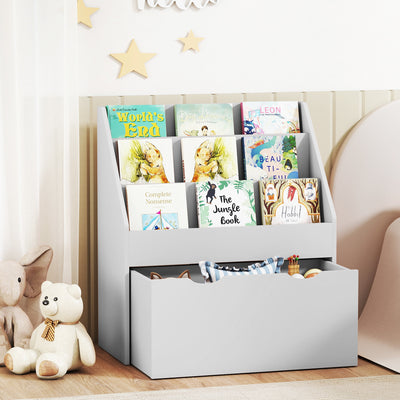 AIYAPLAY Bookcase for Kids with Shelves, Drawer, Bookcase for Bedroom, Playroom, Grey 