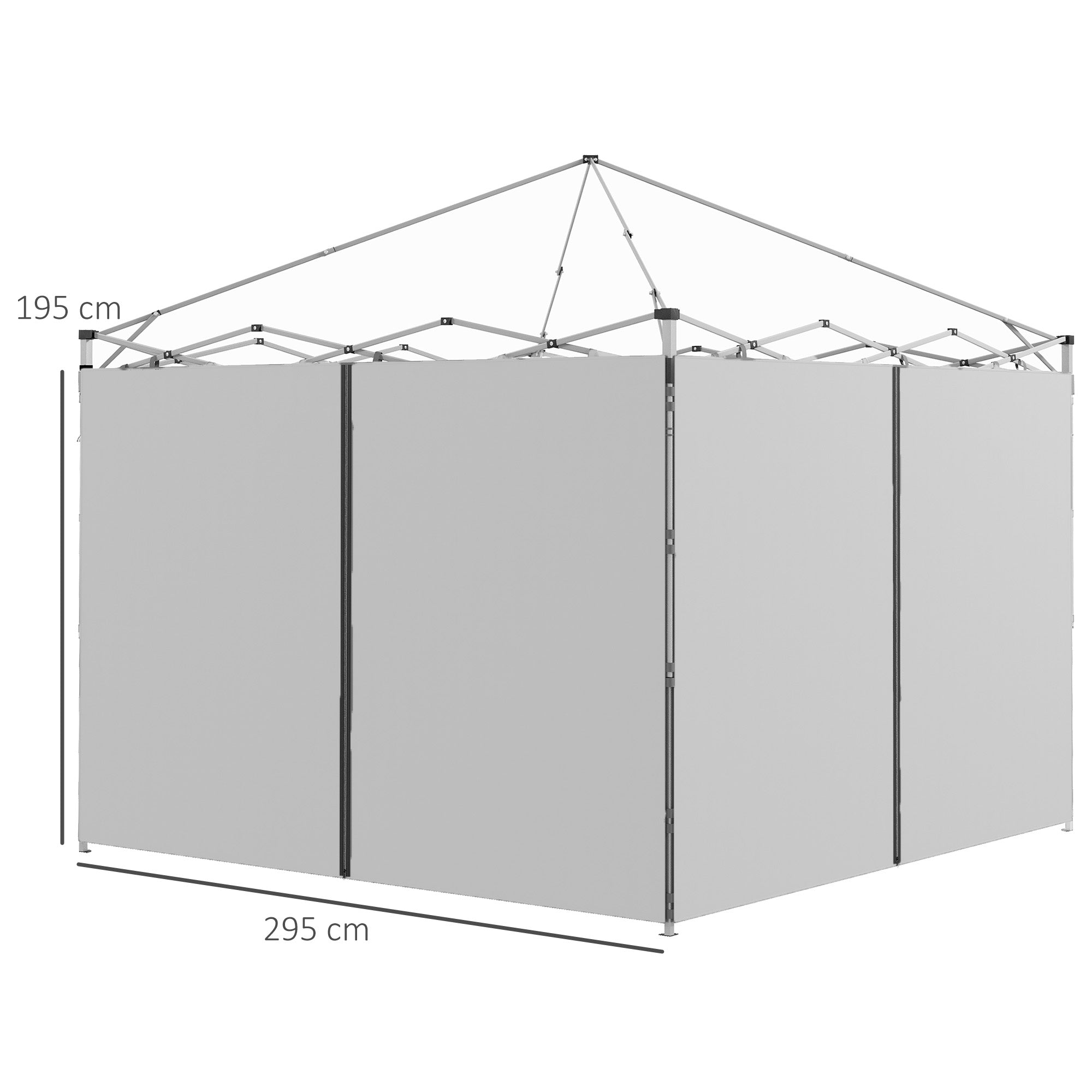 Outsunny Set of Two 3 x 3(m) Replacement Zipped Gazebo Walls - Grey