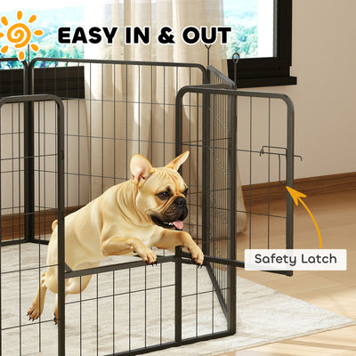 PawHut 6 Panels Dog Playpen, Portable Detachable Puppy Pen with Door, for Medium Dogs, 80cm High, Black 