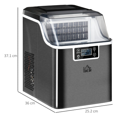 HOMCOM 3.2L Compact Ice Machine, with LCD Screen and Accessories - Black 