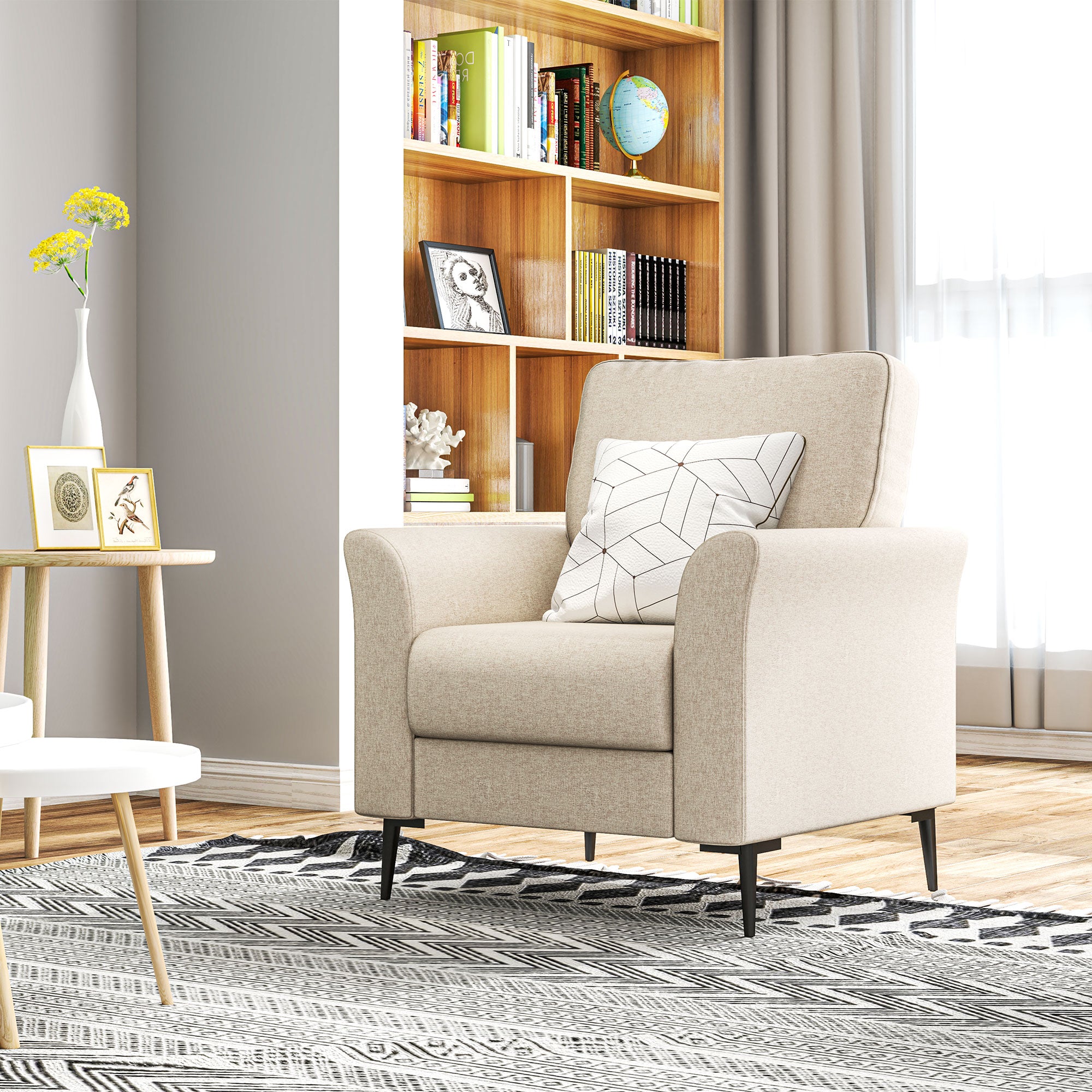 HOMCOM Linen-Look Armchair - Beige 