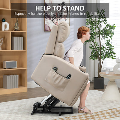 HOMCOM Electric Riser and Recliner Chair, with Massage and Heat - Beige 