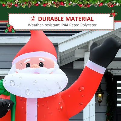 HOMCOM 8ft Christmas Inflatable Santa Holiday Yard Decoration with LED Lights, Indoor Outdoor Lawn Blow Up Decor 