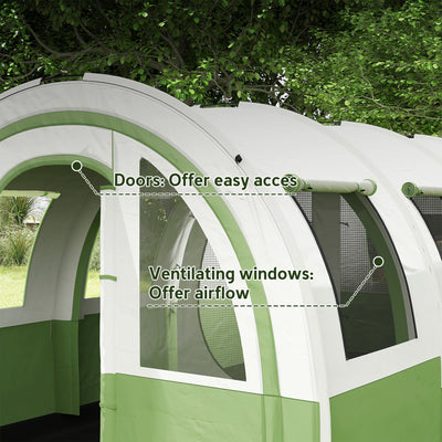 Outsunny 3000mm Waterproof Camping Tent, 5-6 Man Family Tent with Living and Bedroom, Carry Bag Included, Cream and Green 