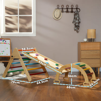AIYAPLAY 5-in-1 Toddler Climbing Frame with Ramp, Arch, for 18-48 Months, Multicoloured 