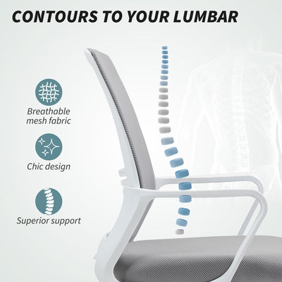 HOMCOM Draughtsman Chair, Mesh Drafting Chair, Ergonomic Office Chair with Lumbar Support, Adjustable Foot Ring, Grey 